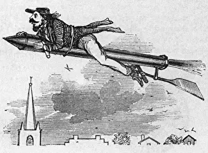 Fast Prints: Illustration of a Man Riding a Rocket