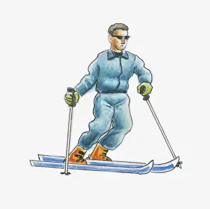 Warm Clothing Prints: Illustration of a man skiing