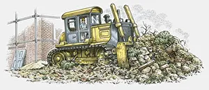Images Dated 20th November 2009: Illustration of man using bulldozer on construction site