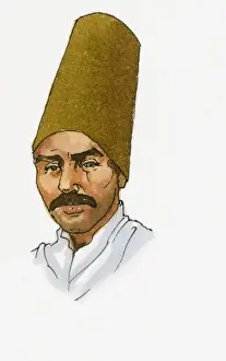 One Mid Adult Man Prints: Illustration of man wearing traditional Dervish hat
