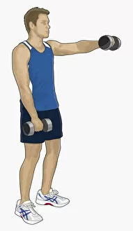 Images Dated 19th October 2010: Illustration of man weight training with dumbbells