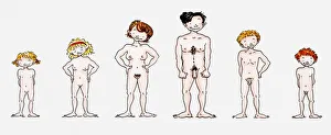 Images Dated 10th June 2010: Illustration of a man, a women and children in the nude, front view