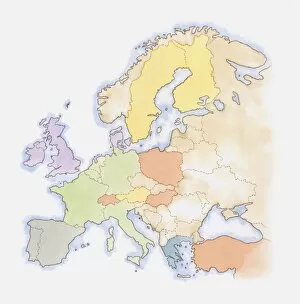 Illustration of map of Europe