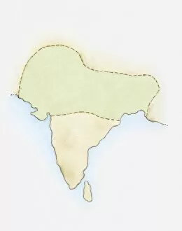 Illustration, map of India with Mauryan Empire highlighted in green