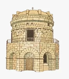 Illustration of the Mausoleum of Theodoric in Italy, 520 AD