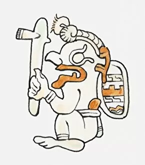 Illustration of Mayan figurine