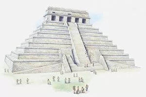 Images Dated 16th June 2010: Illustration of Mayan pyramid The Temple of Inscriptions at Palenque