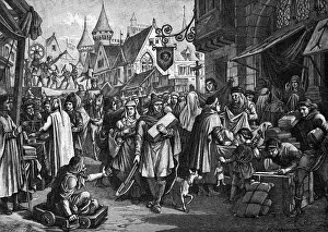 Busy Prints: Illustration of a Medieval Market Place