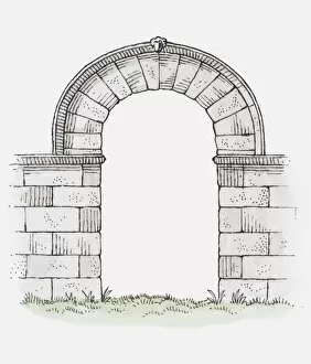 Illustration of a medieval stone arch