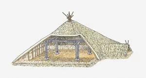 Beam Gallery: Illustration of meeting house, Banpo, China, BC