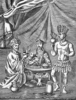 Reproduction Prints: Illustration of Men Drinking Chocolate