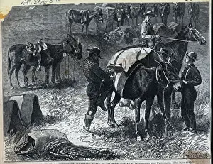 Frontiers Prints: Illustration Of Men Loading Pack Mules