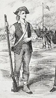 Musket Prints: Illustration of a Minute Man Of The Revolutionary War