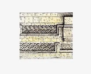 Mitla Prints: Illustration of Mixtec stonework, Mitla, Mexico, BC