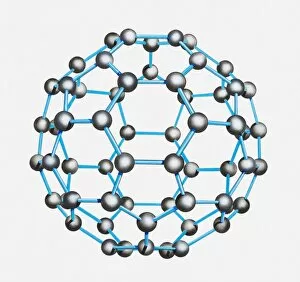 Illustration of molecule structure of Buckminsterfullerene, an allotrope of carbon