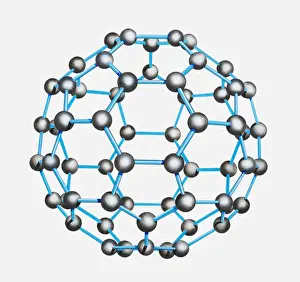 Chemistry Prints: Illustration of molecule structure of Buckminsterfullerene, an allotrope of carbon