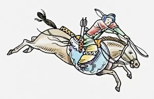 Illustration of Mongolian soldier on horseback