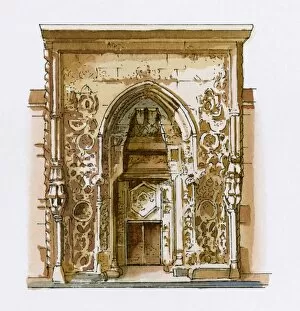 Anatolia Collection: Illustration of monumental entrance to Divrigi Ulu Camii, Eastern Anatolia