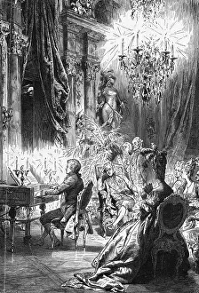 Illustration of Mozart Playing for Emperor Joseph
