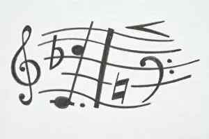 Illustration, music notes on staff