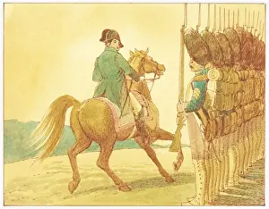 Napoleon Prints: Illustration of Napoleon commanding his French army on horseback