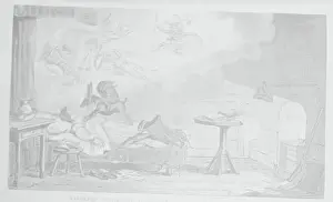 Dream Like Prints: Illustration of a Napoleon Sleeping with Dreamy Visions