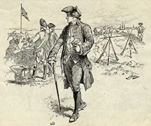 Illustration of Nathan Hale Spying on British