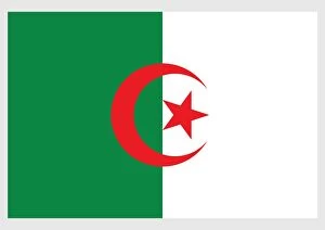 National Flag Gallery: Illustration of national flag of Algeria, with two equal green and white vertical bands