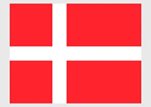 Denmark Collection: Illustration of national flag of Denmark, with white Scandinavian cross extending to edges of red