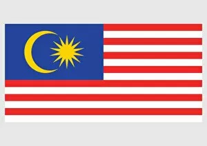National Flag Gallery: Illustration of national flag of Malaysia, with field of 14 alternating red and white stripes