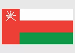 Oman Gallery: Illustration of national flag of Oman, with three white, green, and red stripes on field