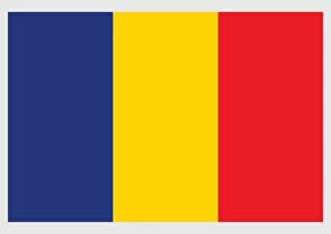 National Flag Gallery: Illustration of national flag of Romania, a vertical tricolor with equal stripes of blue, yellow