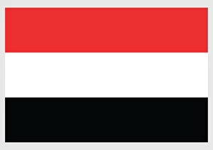 Identity Gallery: Illustration of national flag of Yemen, a tricolor of red, white and black