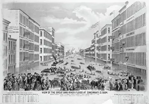 Flood Prints: Illustration Of Ohio River Flood