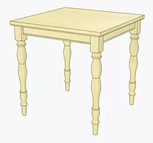 Illustration of old fashioned kitchen table