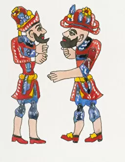 Images Dated 9th February 2009: Illustration of Ottoman shadow puppets, Karagoz and Hacivat