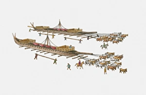 Images Dated 16th December 2009: Illustration of ox pulling Ottoman ships overland