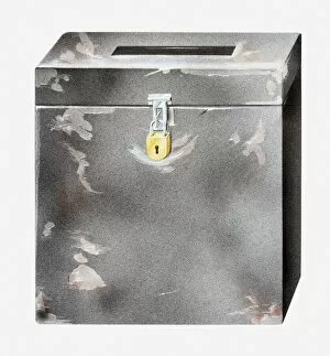 Images Dated 15th July 2010: Illustration of padlocked ballot box