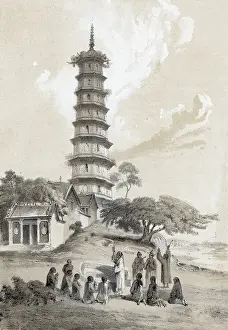 Anchorage Prints: Illustration Of Pagoda Tower & Anchorage