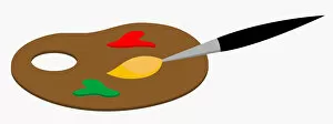 Illustration of painters palette and paintbrush