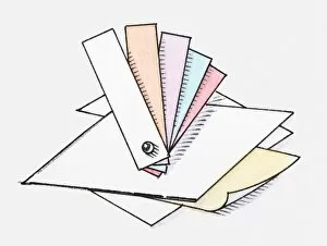 Images Dated 22nd April 2010: Illustration of paper samples of varius colour and size