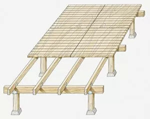Support Collection: Illustration of partly laid wooden decking