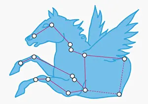 Wing Prints: Illustration of Pegasus constellation representing winged horse