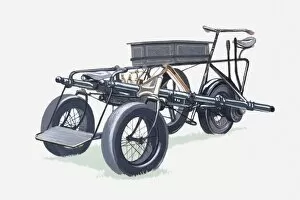 Illustration of the Pennington car, an early form of car, late 19th century