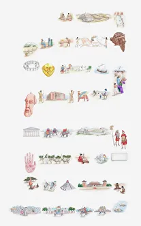 Iran Collection: Illustration of people, customs, artefacts, monuments from ancient civilisations