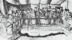 Displaying Prints: Illustration of People Observing the Cardiff Giant