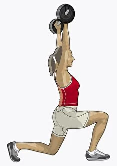Illustration of performing overhead squat weight training exercise