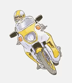 Images Dated 11th December 2009: Illustration of person riding motorbike