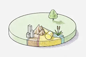 Finland Collection: Illustration of pie chart showing percentage of land use in Finland