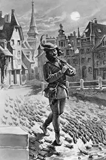 Illustration of the Pied Piper Leading Rats